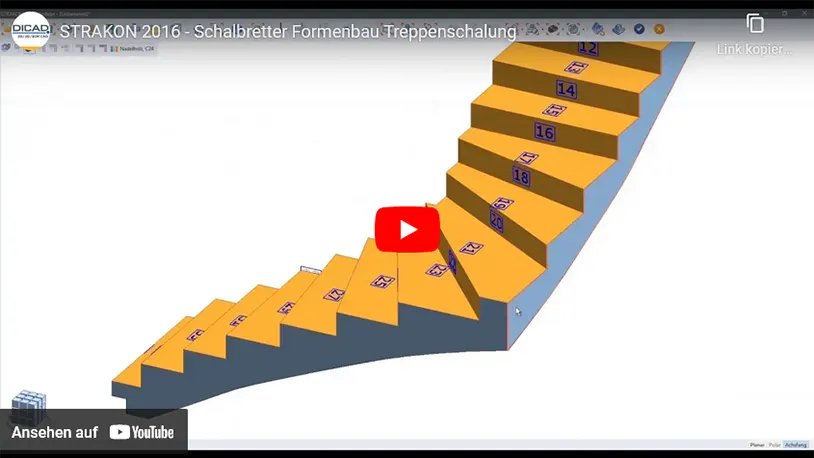 Watch video Formboards Formwork Construction 3D Staircase (DE)