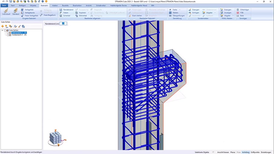 Quickly change the concrete cover of multiple reinforcement layers &ndash; with STRAKON and the SpaceMouse! (DE)