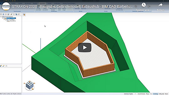 Video Excavation Pit, Terrain Model, Excavation, Slope - BIM CAD Processing