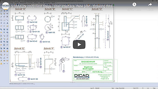 Video First Steps - User interface - New plan - Drawing data