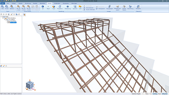 Cube reinforcement can be entered directly in the model