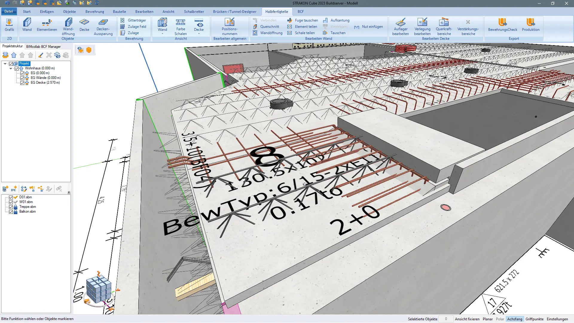 Semi precast parts