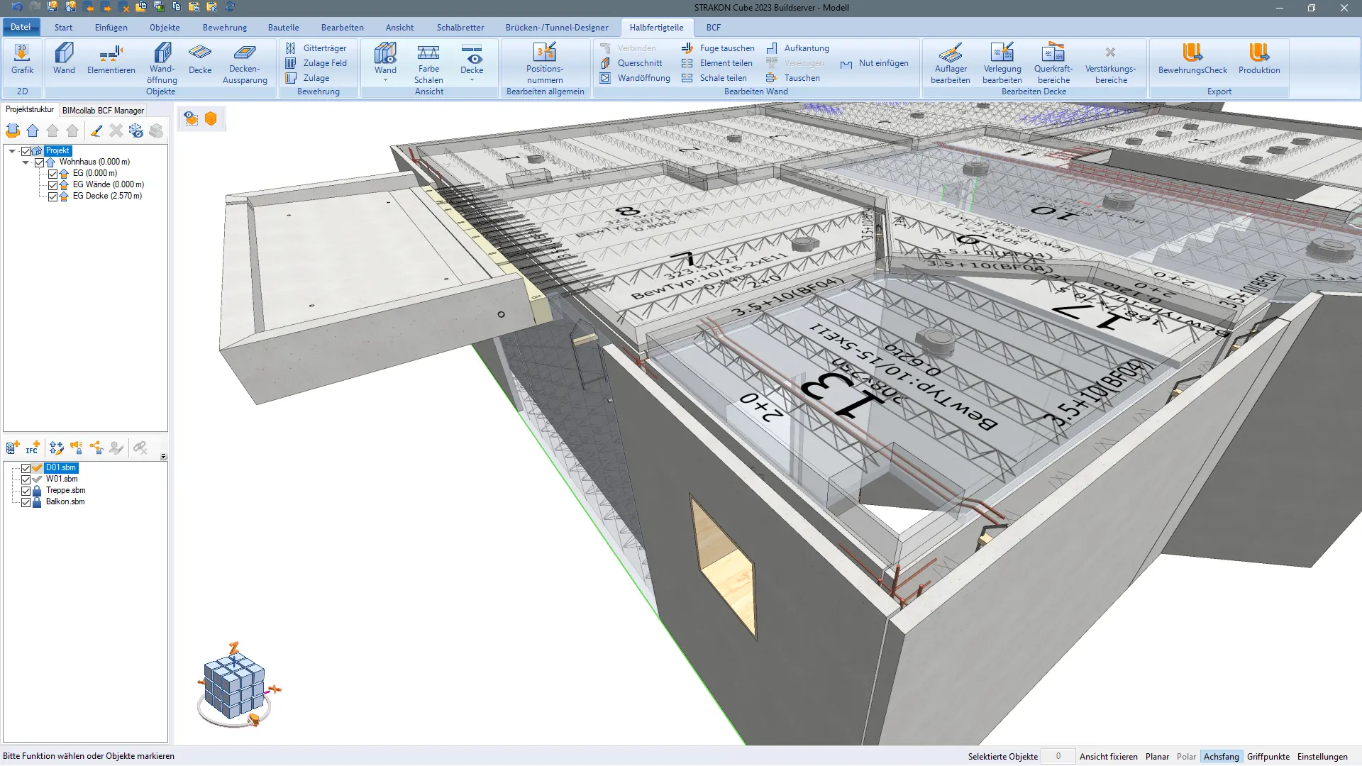 Semi precast parts with balcony