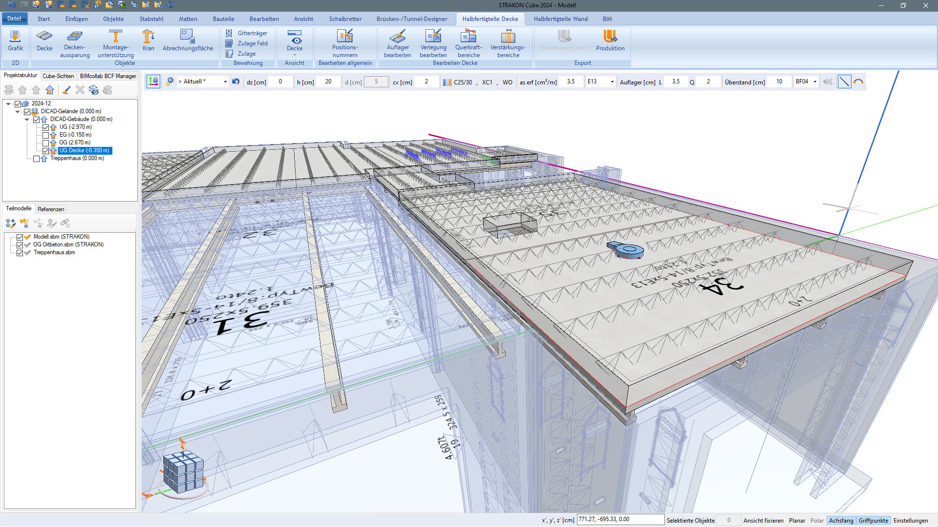 CAD semi precast parts planning