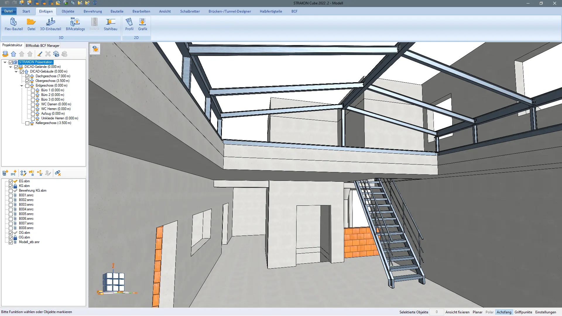 BIM planning of concrete construction and steel construction in a CAD program