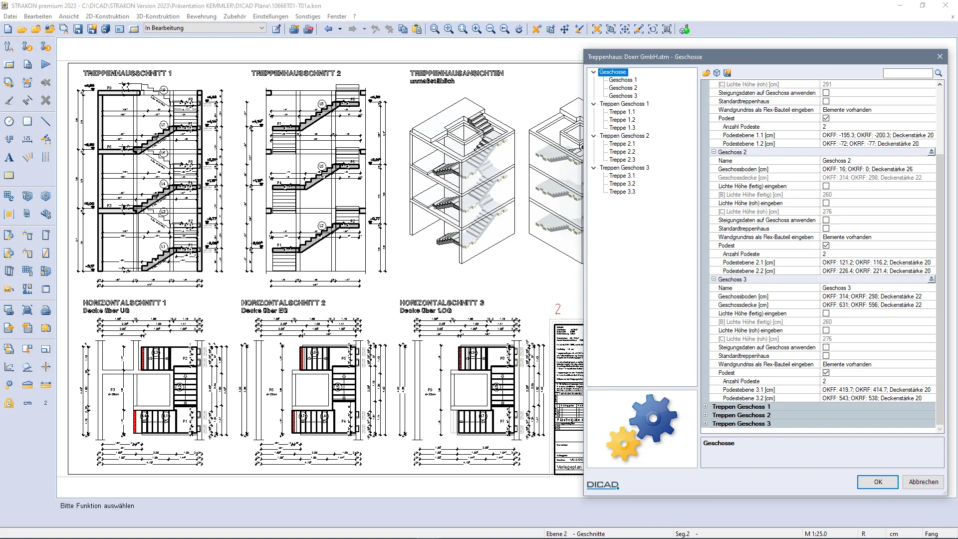 Staircase stairs landing parameterization