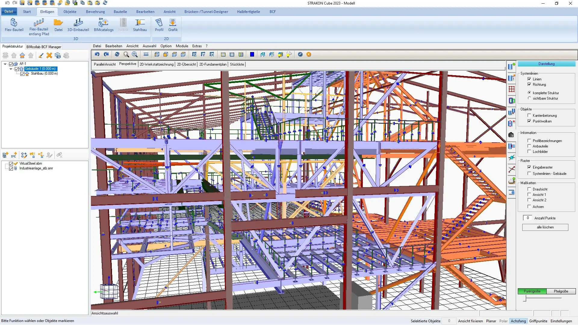 3D steel construction CAD program for industrial buildings