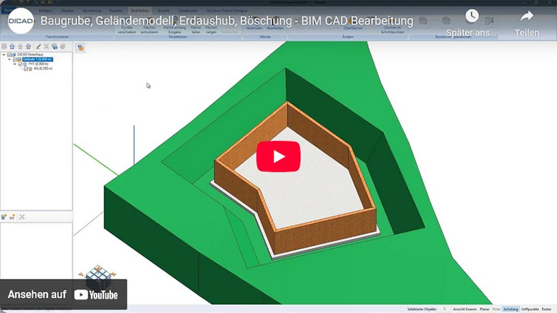 Watch video Excavation Pit, Terrain Model, Excavation, Slope - BIM CAD Processing